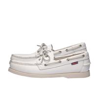 Sebago Portland Chaussures bateau cirées - Mocassins en cuir ciré cousus à la main avec doublure en cuir et semelles extérieures en caoutchouc antidérapantes non marquantes, marron foncé