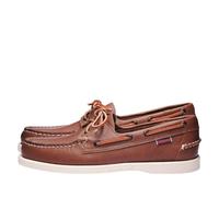 Sebago Portland Chaussures bateau cirées - Mocassins en cuir ciré cousus à la main avec doublure en cuir et semelles extérieures en caoutchouc antidérapantes non marquantes, marron foncé