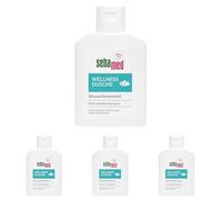 Sebamed Douche bien-être 50 ml dans un format de voyage pratique pour les déplacements, gel douche pour hommes et femmes, avec complexe de soin à base d'extrait de nénuphar et d'allantoïne (Lot de 4)