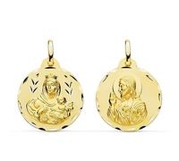 Sebaoth Médaille scapulaire en or véritable 9 ct - Sculpté brillant - Vierge du Carmen et Cœur de Jésus - Taille au choix, Pequeño, Or jaune, Pas de gemme