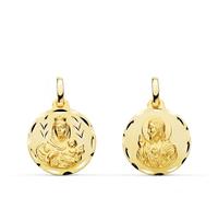 Sebaoth Médaille scapulaire en or véritable 9 ct - Sculpté brillant - Vierge du Carmen et Cœur de Jésus - Taille au choix, Pequeño, Or jaune, Pas de gemme