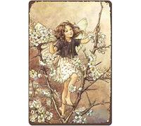 Sebary Plaque en métal vintage rétro « The Blackthorn Fairy Flower Fairies » - Décoration murale pour chambre à coucher, salon, bureau - 20,3 x 30,5 cm