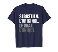 Sebastien L'original Le Vrai L'unique Cadeau Personnalisé T-Shirt, Homme, Bleu Marine, 6XL