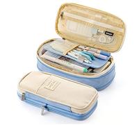 SeBeLi Trousse à Crayons de Grande capacité Durable pour école, étudiant, Stylo, Papeterie, Maquillage, cosmétique, pour Filles, 22x10.5cm (Version améliorée - Bleu Clair)