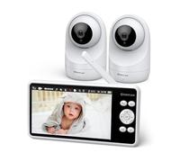 Sebikam Babyphone avec 2 caméras 5" 720P HD écran IPS Vidéo Babyphone sans WLAN, Batterie 4000mAh PTZ 355°, Mode VOX, Vision Nocturne, Audio 2 Voies, Interphone, Indicateur de Température, Berceuses