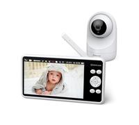 Sebikam Babyphone Bébé avec Caméra 5 Pouces, Écran IPS HD 720P, sans WiFi, Batterie 4000mAh, PTZ 355° & Zoom, Mode VOX, Vision Nocturne, Audio Bidirectionnel, Capteur de Température, 5 Berceuses