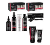 SEBORADIN Maria Black Homme - Ampoules - Derma Roller - Sérum Nuit Antichute Cuir Chevelu - Shampooing 200 ml - Lotion 200 ml - Gommage Cuir Chevelu - Crème Visage 50 ml - Gel Douche 2en1