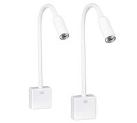 SEBSON® 2x Lampe de Lecture Murale LED Blanc, Veilleuse Prise Dimmable, Liseuse Lampe Flexible, 4W Blanc Neutre 4000K, Applique Murale - Lampe de Nuit