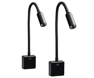 SEBSON® 2x Lampe de Lecture Murale LED Noir, Veilleuse Prise Dimmable, Liseuse Lampe Flexible, 4W Blanc Neutre 4000K, Applique Murale - Lampe de Nuit