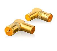 SEBSON Adaptateur Antenne Coudé à 90° Set - 2x Coaxial mâle (IEC) vers Coaxial femelle (IEC) - Adaptateur Câble d'Antenne pour TV, Radio, Récepteur