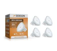 SEBSON Ampoule LED MR16 3,5W 280lm Blanc Chaud 2900K 12V - Lot de 4 | Ampoule LED remplaçant une Ampoule Halogène de 30W, Non Dimmable, 110° Larges Faisceaux, Ampoule LED Spot GU5.3