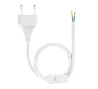 SEBSON Cable Alimentation 2 Broches 1m, Cordon Alimentation Fiche Type C | Extrémités Ouvertes, Interrupteur, Cable Electrique 230V Lampe de Miroir