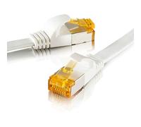 SEBSON Câble Ethernet 7,5m Cat 7 plat, Cable patch LAN blanc, haut debit 10Gbit/s, Cable réseau U-FTP prise RJ45 pour PC, TV, PS4, Consoles de jeu