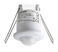 SEBSON Mini Détecteur de Mouvement Intérieur Encastré au Plafond - Lot de 2 | programmable, Capteur Infrarouge PIR 6m/360°, LED 400W, Détecteur Ø50x66mm, Encastrement Ø40-42mm, 3 Fils