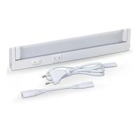 SEBSON Reglette LED sous Meuble Cuisine 30cm - Dimmable, 3 Couleurs 2700K/4000K/6500K, Orientable - Interrupteur et Prise 230V, Barre LED Prolongeable