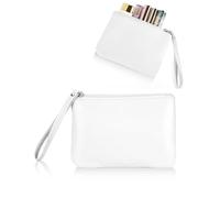 SeBUCUOO Petite trousse de maquillage pour sac à main, mini trousse de voyage, cosmétiques, petite pochette 11,4 x 16,5 cm, approuvée par le stade, mignonne, blanc, Petite trousse de maquillage pour