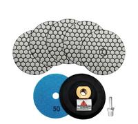 Sec Disque Diamant De Polissage Grain 50 6Pcs Et Tampon De Soutien En Caoutchouc(1Set) Avec Tige Ronde 100Mm Disques De Ponçage Diamantés Pour Béton Marbre Granite Pierre Polissage