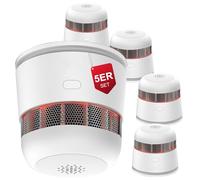 SECAIR Détecteur de fumée Batterie 10 Ans, Mini détecteur d'incendie, détecteur d'incendie Selon EN14604, détecteur de fumée photoélectrique avec Bouton muet, ZR170S, Lot de 5