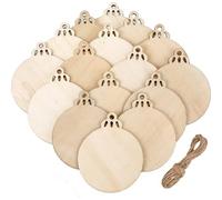 SECALIFE Lot de 10 boules de Noël rondes en bois naturel à suspendre pour loisirs créatifs, décoration d'arbre de Noël, boules rondes