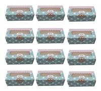 SECALIFE Lot de 12 boîtes à cupcakes à 2 trous avec fenêtre et autocollants pour présenter de délicieux muffins, cupcakes, gâteaux féériques, friandises, cookies