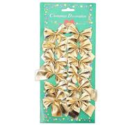 SECALIFE Lot de 12 nœuds en ruban de Noël en velours pour décoration de sapin, cadeaux, fournitures artisanales, doré