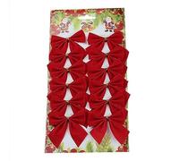 SECALIFE Lot de 12 nœuds en ruban de Noël en velours pour décoration de sapin, cadeaux, fournitures d'artisanat, rouge