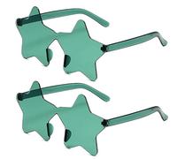 SECALIFE Lot de 2 paires de lunettes de soleil surdimensionnées en forme d'étoile multicolores sans monture pour femme, violet, Vert, Taille unique