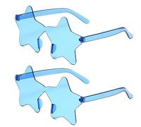 SECALIFE Lot de 2 paires de lunettes de soleil surdimensionnées en forme d'étoile multicolores sans monture pour femme, violet, bleu, Taille unique