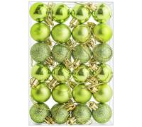 SECALIFE Lot de 24 boules de Noël de 30 mm - Boules de décoration de sapin de Noël incassables - Boules suspendues mini pour arbre de Noël - Décoration de fête de mariage, vert