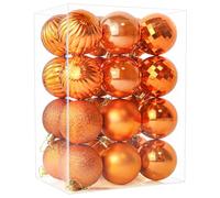 SECALIFE Lot de 24 boules de Noël de 60 mm, boules de Noël, pendentifs pour sapin de Noël, boules de Noël, décorations de Noël à suspendre, orange