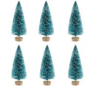 SECALIFE Lot de 6 mini sapins de Noël artificiels - Arbres de Noël miniatures en sisal givré - Décoration de table - Vert foncé - 12,5 cm