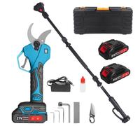 Sécateur à batterie avec perche télescopique 2 mètres, kit de sécateur à batterie de 40 mm, sécateur électrique 21 V pour jardin et potager