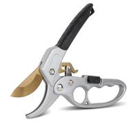 FISHTEC - Sécateur de Jardin Titane à Crémaillère - Poignée Ergonomique Antidérapant, Coupe Nette et Franche Sur Enclume, Branches jusqu'à 20 mm, Résistant - Verrouillage de Sécruité - 20 CM - Gris