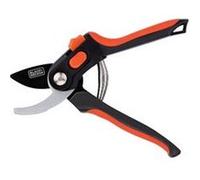 Sécateur de jardin Lame en Acier Trempé 20.3cm - Ciseaux de Jardin Coupe 13mm Plantes, Haies et Fleurs Black&Decker Orange G