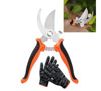 Sécateur de Jardin Professionnel - Cisaille Bypass à Lame Anti-Rouille, et Poignée Ergonomique pour- Avec Gant de Protection une Taille Précise des Rosiers, Haies et Branches