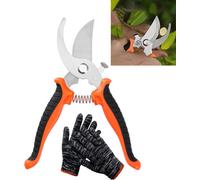 Sécateur de Jardin Professionnel ¿ Cisaille Bypass à Lame Anti-Rouille,et Poignée Ergonomique pour- Avec Gant de Protection une Taille Précise des Rosiers,Haies et Branches