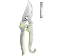 Sécateur de Jardin, Secateurs, Ciseaux Antidérapants avec Poignée Verrouillable, Sécateur Réglable à Lame Franche, Poignee Ergonomique, Sécateur pour Tailler Arbustes, Clôtures-Gris + Vert