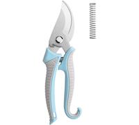 Sécateur de Jardin, Secateurs, Ciseaux Antidérapants avec Poignée Verrouillable, Sécateur Réglable à Lame Franche, Poignee Ergonomique, Sécateur pour Tailler Arbustes, Clôtures-Gris + Bleu