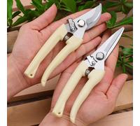 Sécateur de taille robuste en acier inoxydable, ciseaux de jardin multifonctions, coupe-fruits pour verger, taille-branches d'arbre tranchant Sécateur à tête droite,Sécateur à tête courbée,Lot de 2 (t