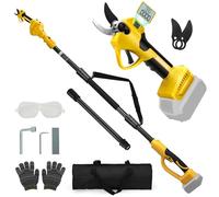 Sécateur Électrique 2-en-1 avec Perche Télescopique 4x0.5m - Réglable 1m/1.5m/2m, Coupe 43mm Secateur Electrique Sans Fil Compatible avec DeWalt 20V, SK7 Lame, Moteur Sans Balais (Sans Batterie)