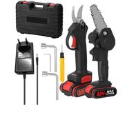 Sécateur Électrique, 21V 30mm moteur sans balais sans fil 88VF sécateur électrique 4 pouces brosse moteur tronçonneuse ensemble outil de travail du bois(Chainsaw Kit)