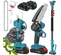 Sécateur Électrique À Réglage D'angle À 360 °, Sécateur Électrique Sans Fil de 40 Mm de Diamètre de Coupe avec Perche Télescopique, 2 Batteries Li-ion de 2,0 Ah