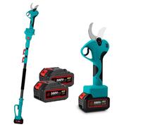 Sécateur électrique avec perche télescopique 2 m, Sécateur électrique sans fil 45 mm avec Ecran pour Hedge, Arbre, Fruits + 2 Batterie