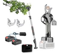 Sécateur électrique avec rallonge, ciseaux d'élagage sans fil, diamètre de coupe de 4,5 cm, ciseaux électriques for branches d'arbres de jardin, 2 batteries