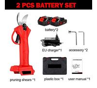 Sécateur électrique Brushless 1000W 4Gears électrique sans fil sécateur 9000mAh batterie efficace arbre fruitier 18v batterie(2 Battery EU Plug)