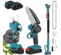 Sécateur électrique, Diamètre De Coupe De 40 Mm, Sécateur électrique Sans Fil Avec Perche Télescopique, 2 Batteries Li-ion De 2,0 Ah, Réglage De L'angle à 360°, Coupe-branches Pour Jardi Dual battery