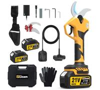 Secateur Electrique Professionnel, Gisam 60MM Secateur Electrique Sans Fil Elagueuse Electrique avec Batteries Rechargeables & LED Écran, Soutient le Réglage de L'ouverture (2-Avec 2 x 4Ah Batterie)