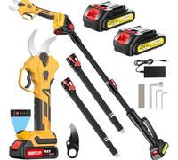 Sécateur électrique sans fil 2,5-4 cm, sécateur de jardin à batterie avec perche télescopique de 2,5 m, écran LED et lame en acier à haute teneur en carbone SK5 pour couper les branche Opening: 3.0cm