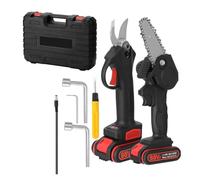 Sécateur électrique sans fil 21 V 30 mm 88 VF + moteur à balais de 4 pouces Scie chaîne Outil travail du bois for verger jardin Pour les débutants(Black)