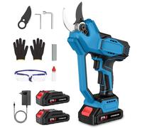 Sécateur Électrique Sans Fil 21V, Moteur Sans Balais,Coupe Jusqu'à 45mm,2 Batteries 1500mAh,Kit Complet avec Accessoires,Compatible avec Batteries,pour Jardin,Parc et Verger (Bleu)